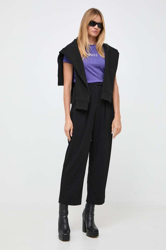 BOSS hanorac de bumbac 50500066 negru AW23