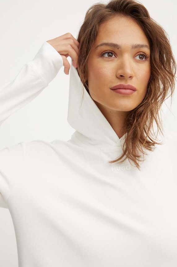 Mikina s kapucňou HUGO SHUFFLE_HOODIE béžová 50490594