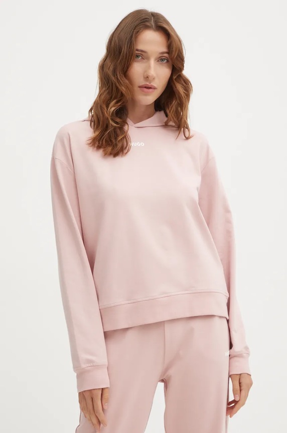 Mikina s kapucňou HUGO SHUFFLE_HOODIE 50490594 ružová AW25