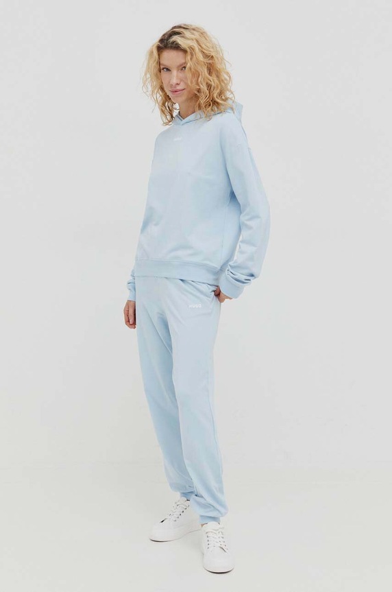 HUGO bluza lounge SHUFFLE_HOODIE z kapturem niebieski 50490594