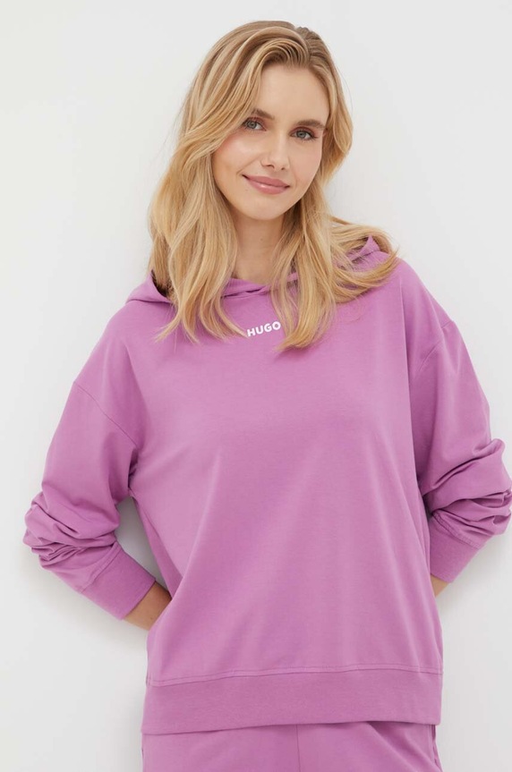 HUGO bluza lounge SHUFFLE_HOODIE fioletowy 50490594