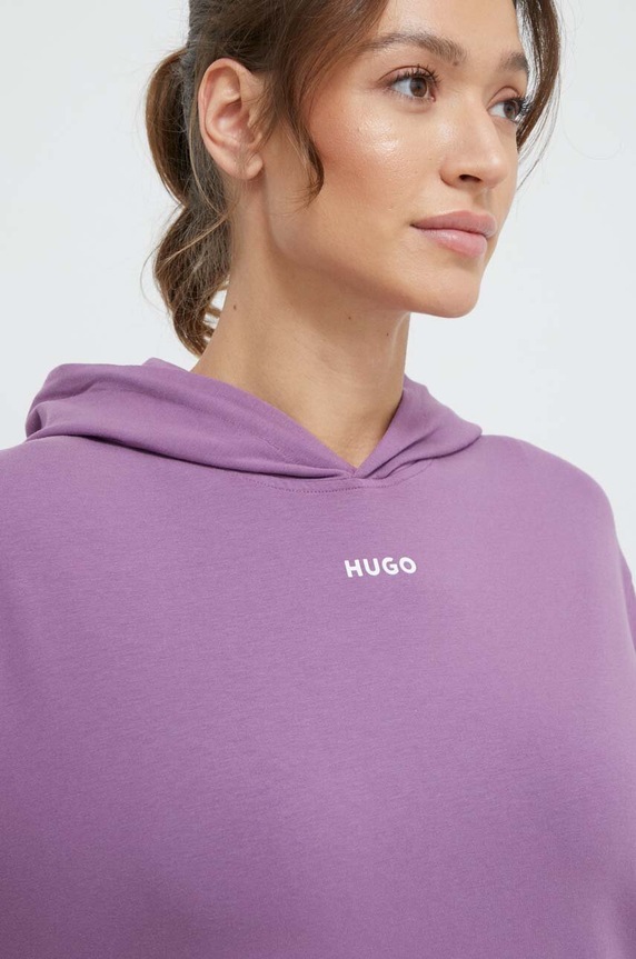 HUGO bluza lounge SHUFFLE_HOODIE fioletowy 50490594