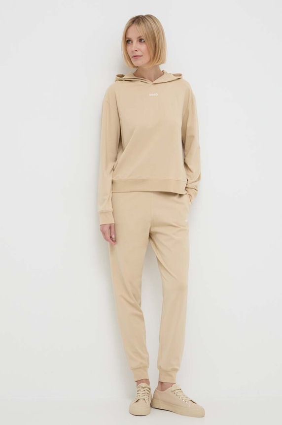 HUGO bluza lounge SHUFFLE_HOODIE 50490594 beżowy AW25