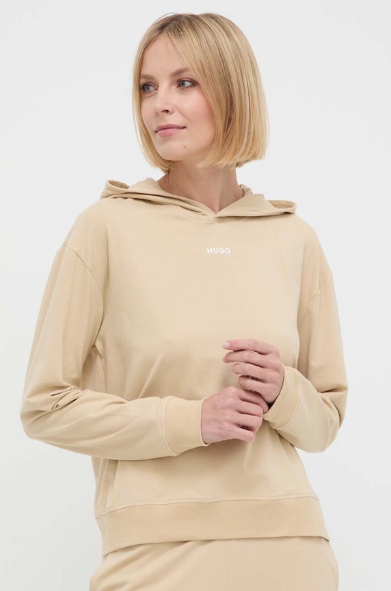 HUGO bluza lounge SHUFFLE_HOODIE beżowy 50490594