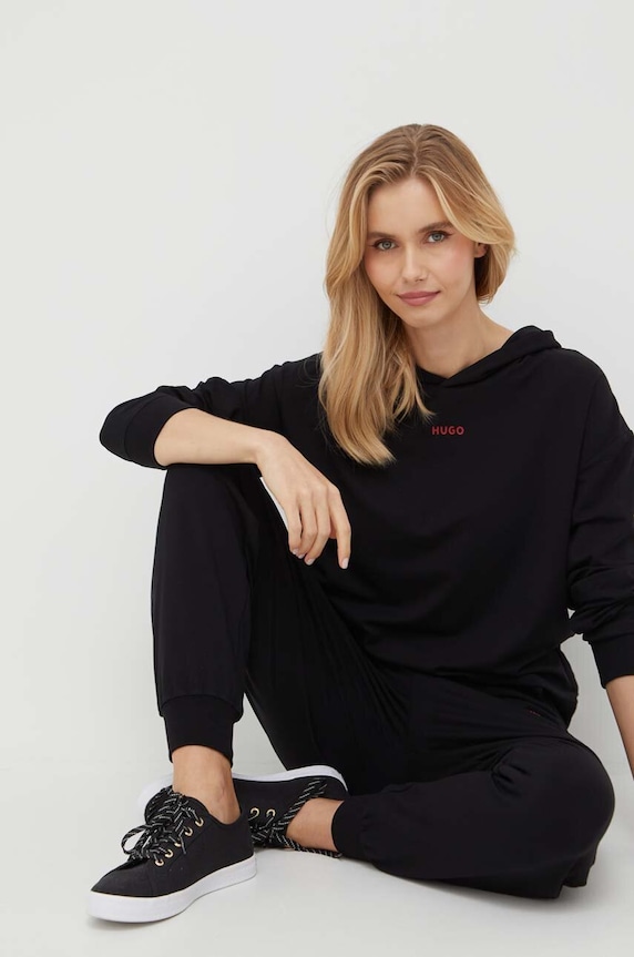 Oblečenie Mikina s kapucňou HUGO SHUFFLE_HOODIE 50490594 čierna