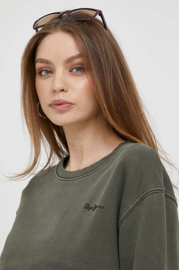 Pepe Jeans felpa in cotone verde PL581356.728