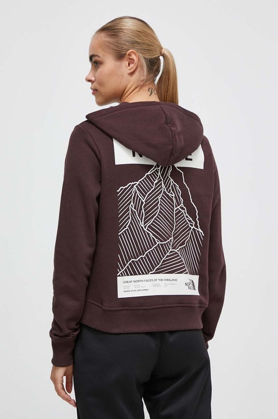 Bavlněná mikina The North Face hnědá NF0A854DI0I1