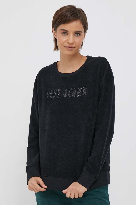 Pepe Jeans bluza aplikacja czarny PL581370.999