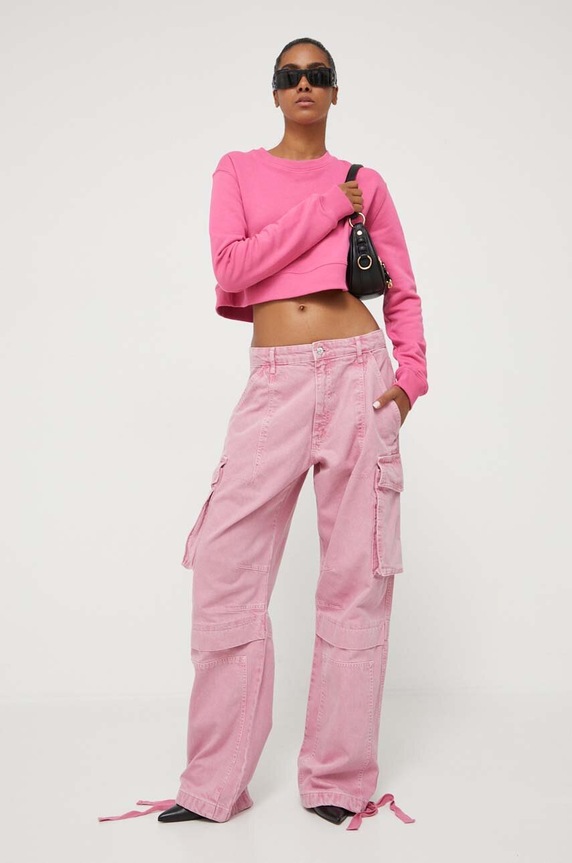 Moschino Jeans pamut melegítőfelső 1714.8257 rózsaszín AW23