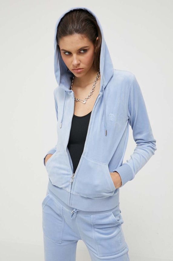 Juicy Couture bluza z kapturem niebieski JCAP176.102