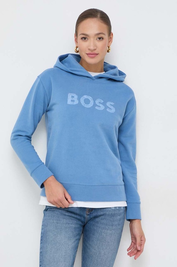 Pamučna dukserica BOSS ORANGE pamuk plava 50501150