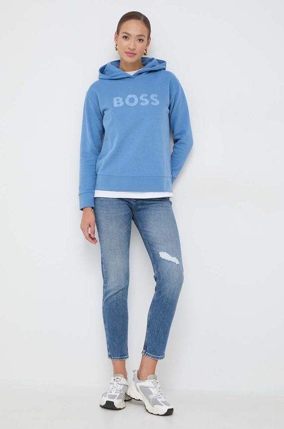Pamučna dukserica BOSS ORANGE 50501150 plava AW23