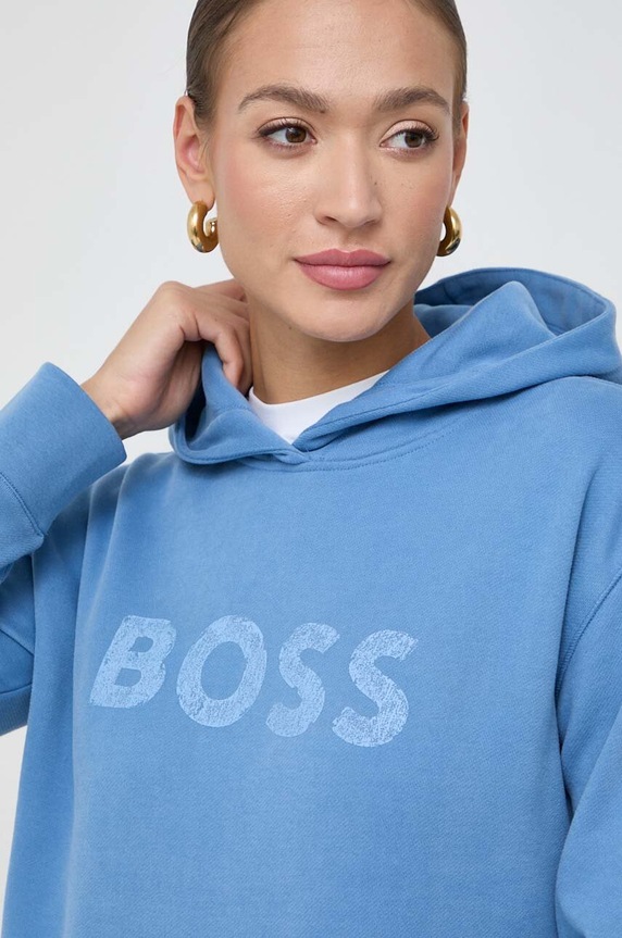 Pamučna dukserica BOSS ORANGE plava 50501150