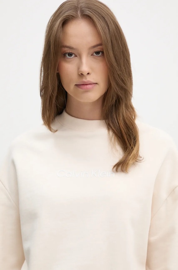 Βαμβακερή μπλούζα Calvin Klein μπεζ K20K205450