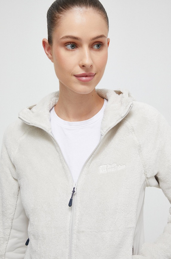 Αθλητική μπλούζα Jack Wolfskin Rotwand με κουκούλα γκρί 1710742