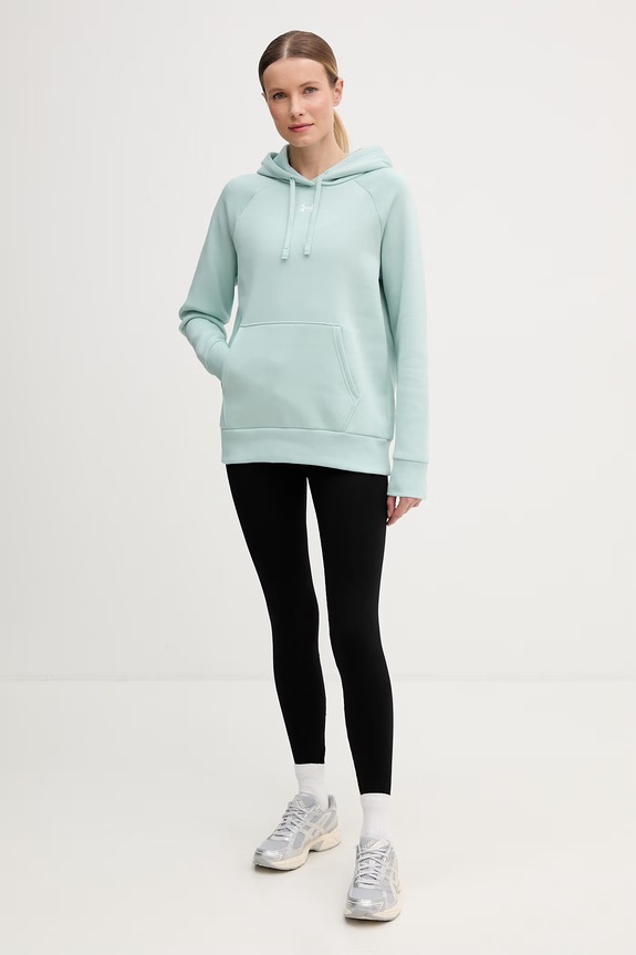Under Armour μπλούζα με κουκούλα γυναικεία με βαμβάκι UA Rival Fleece 1379500 τιρκουάζ SS26