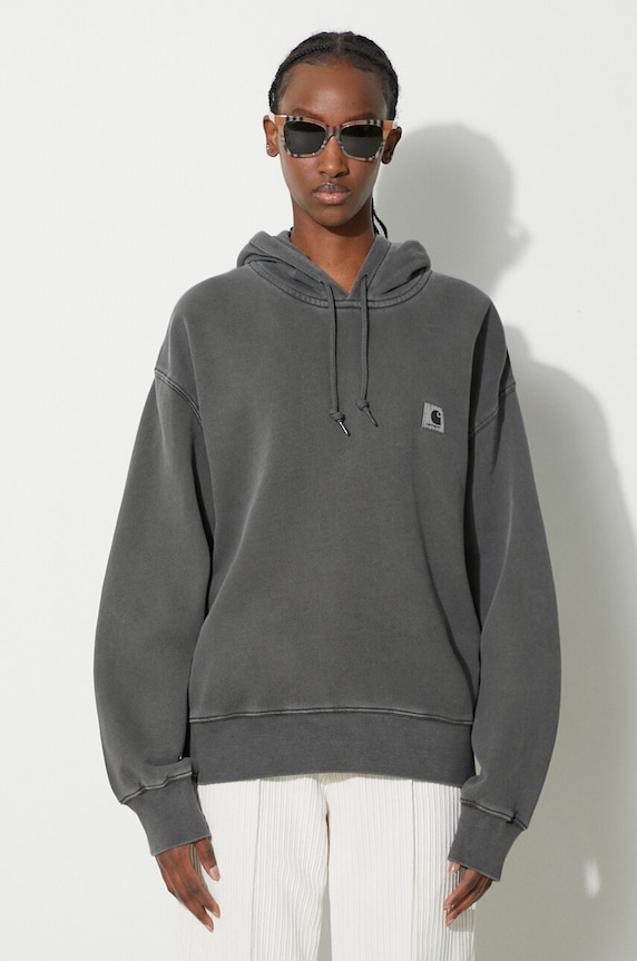 Carhartt WIP bluza bawełniana Hooded Nelson Sweatshirt gładkie czarny I032741.89GD