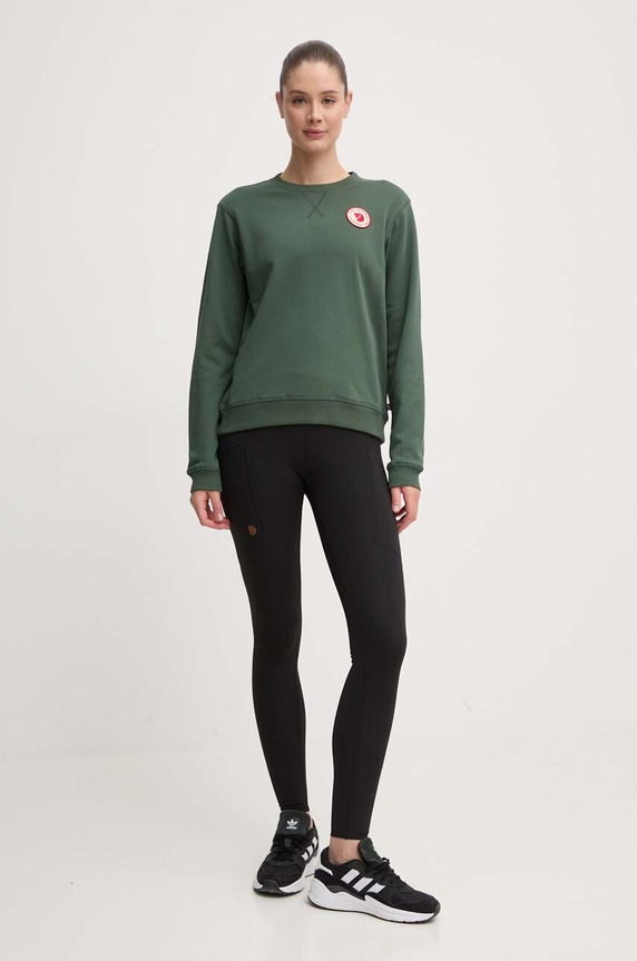 Памучен суичър Fjallraven 1960 Logo Badge Sweater F87230.679 тюркоазен SS24