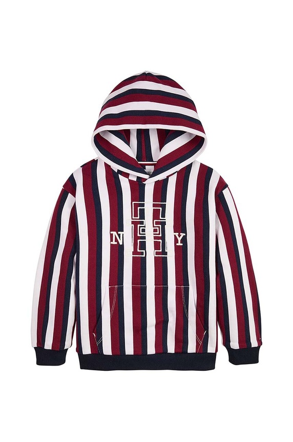 Tommy Hilfiger bluza bawełniana dziecięca z kapturem bordowy KS0KS00495.9BYX