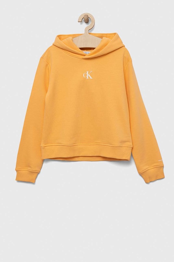 Dječja dukserica Calvin Klein Jeans natpis narančasta IG0IG02139.9BYX