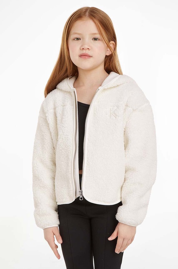 Dječja dukserica Calvin Klein Jeans s kapuljačom bež IG0IG02203.9BYX