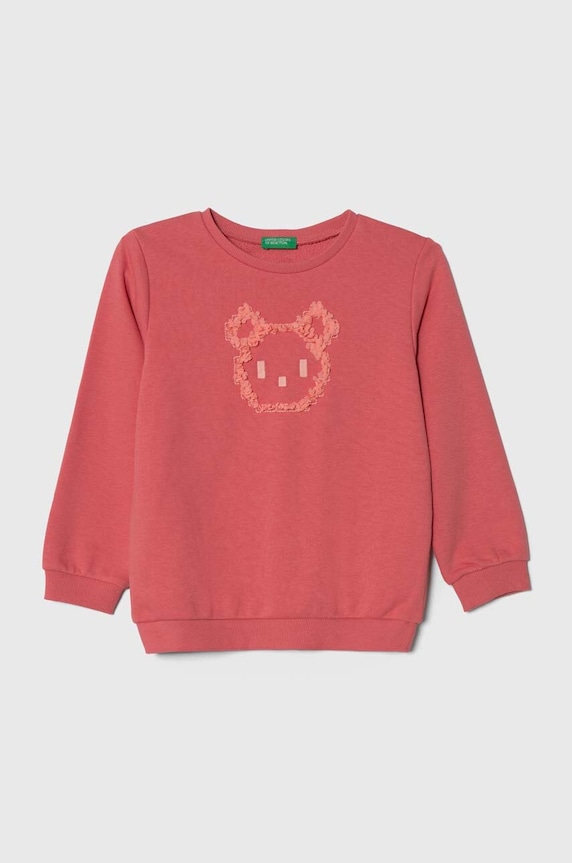 United Colors of Benetton gyerek felső aplikációval rózsaszín 32N4G10AF.P.SEASONAL