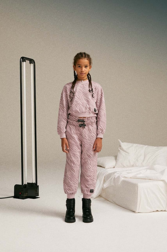 Sisley hanorac de bumbac pentru copii cu modele roz 3NTDX1039.G.SEASONAL
