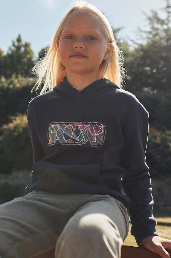 Детски памучен суичър Roxy HYPNOTICO OTLR памук тъмносин ERGFT03883