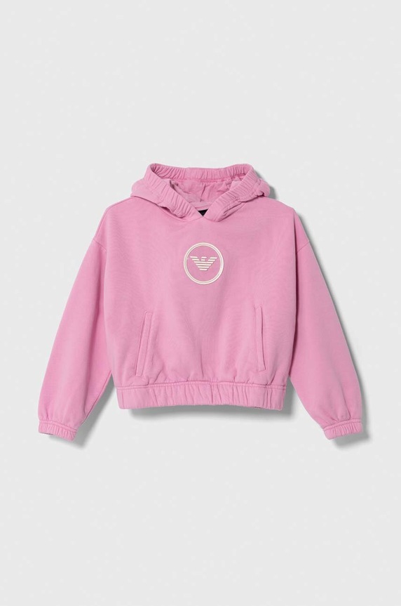 Детски суичър Emporio Armani с качулка розов 6R3M03.3J5AZ