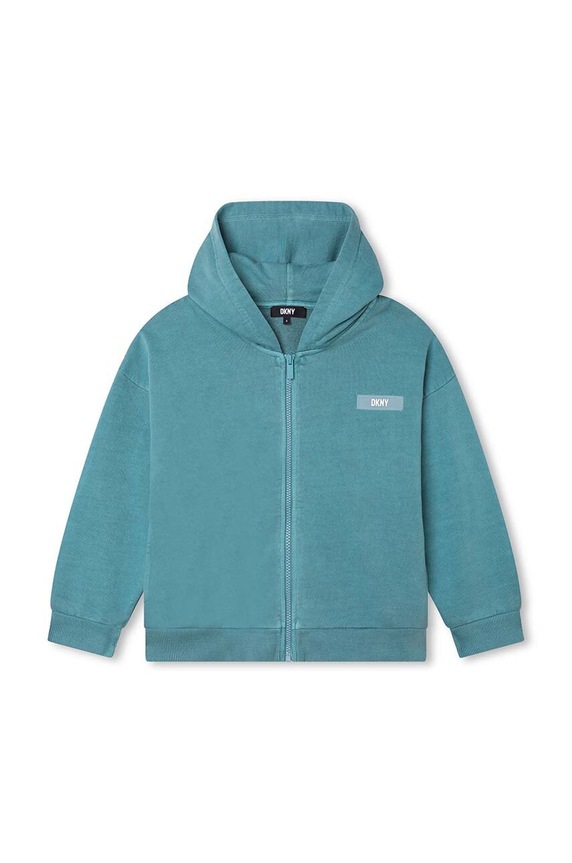 Детски памучен суичър Dkny D55001.114.150 тюркоазен AW23