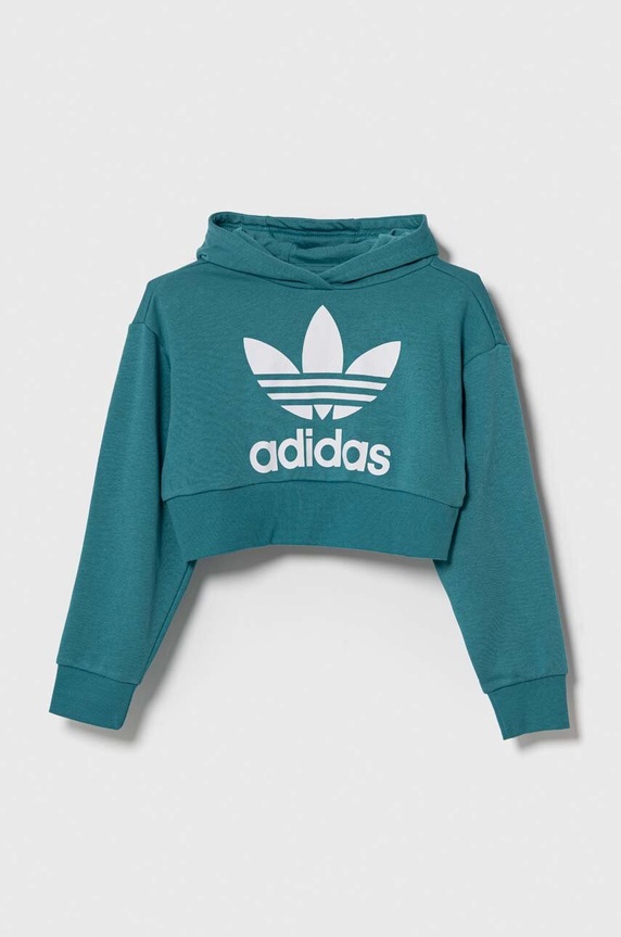 Dječja dukserica adidas Originals IJ9721 tirkizna AW23