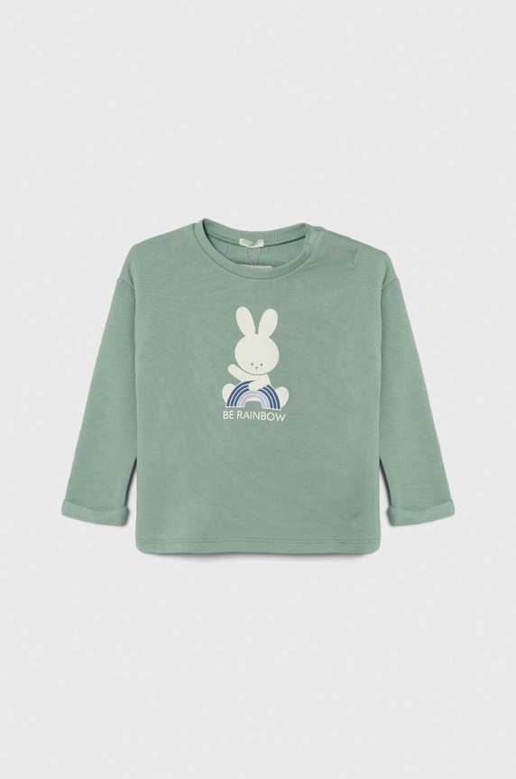 Pamučna dukserica za bebe United Colors of Benetton pamuk zelena 3J70A1036.W.SEASONAL