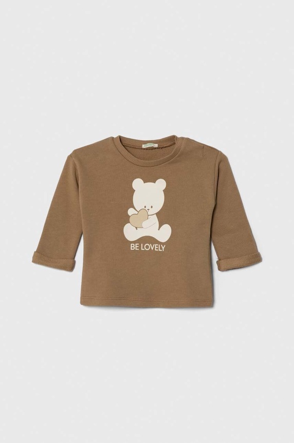 Pamučna dukserica za bebe United Colors of Benetton pamuk smeđa 3J70A1036.W.SEASONAL