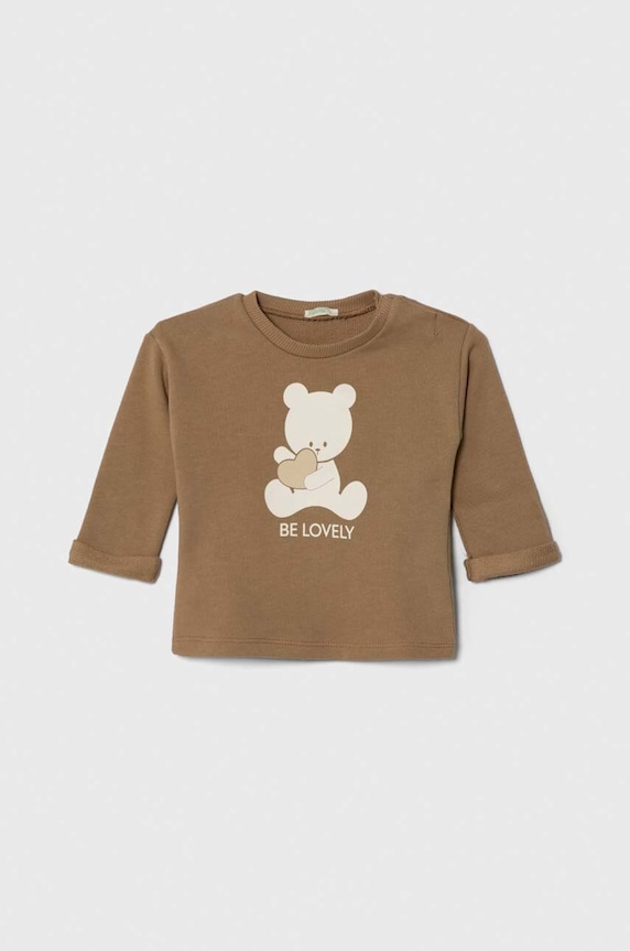 Pamučna dukserica za bebe United Colors of Benetton pamuk smeđa 3J70A1036.W.SEASONAL