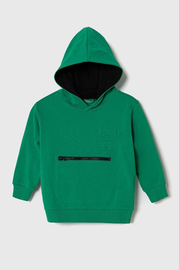 Detská bavlnená mikina United Colors of Benetton nášivka zelená 3J68G200H.P.SEASONAL