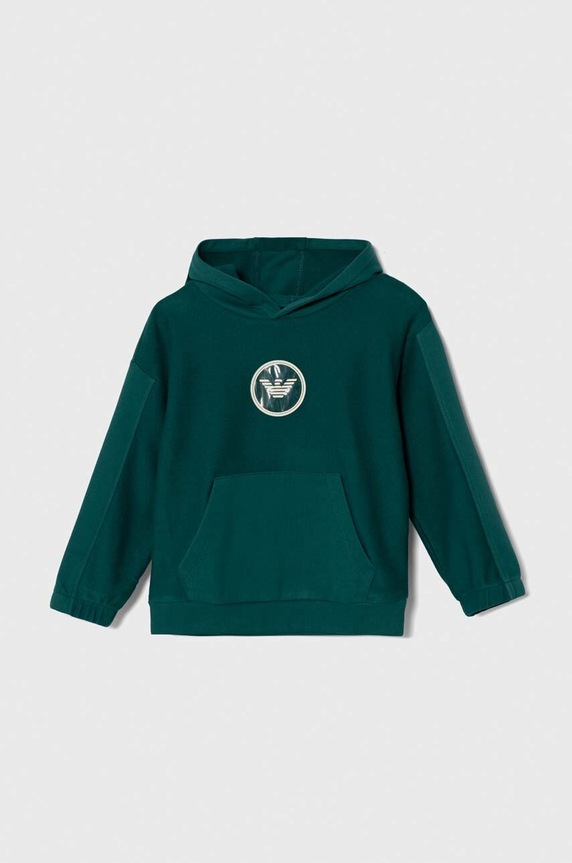 Dječja dukserica Emporio Armani s kapuljačom zelena 6R4MJ3.4J62Z