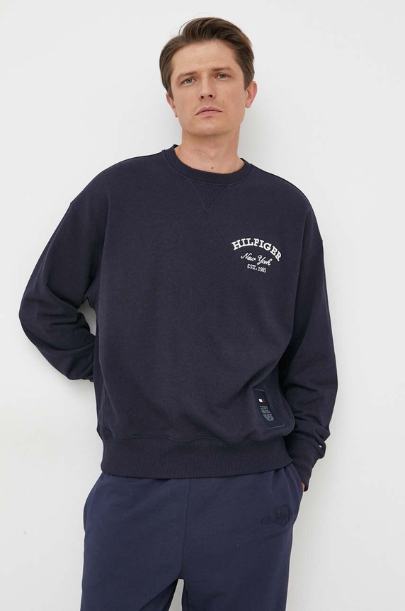 Mikina Tommy Hilfiger bez kapuce námořnická modř MW0MW31509