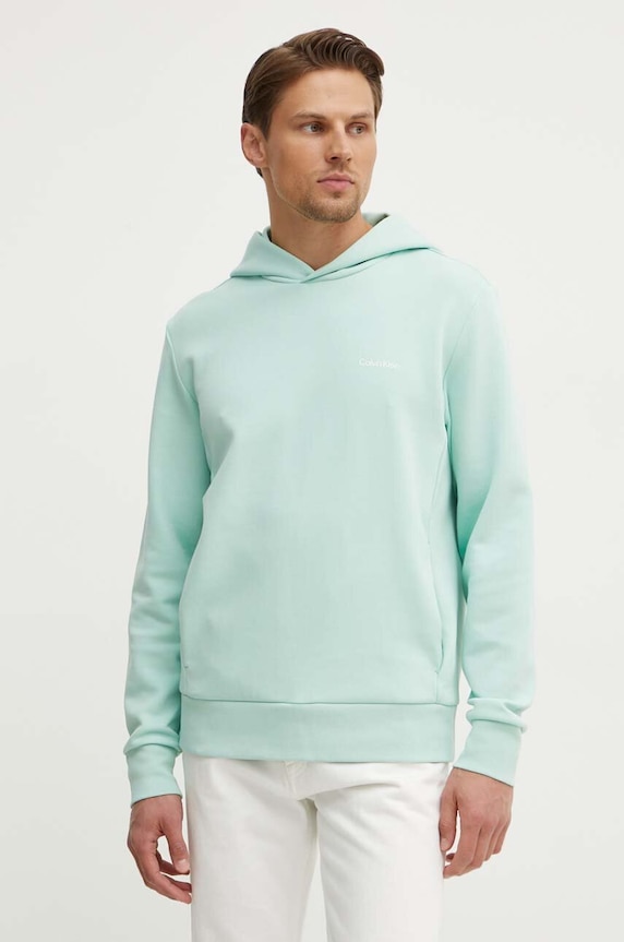 Calvin Klein bluza z kapturem turkusowy K10K109927