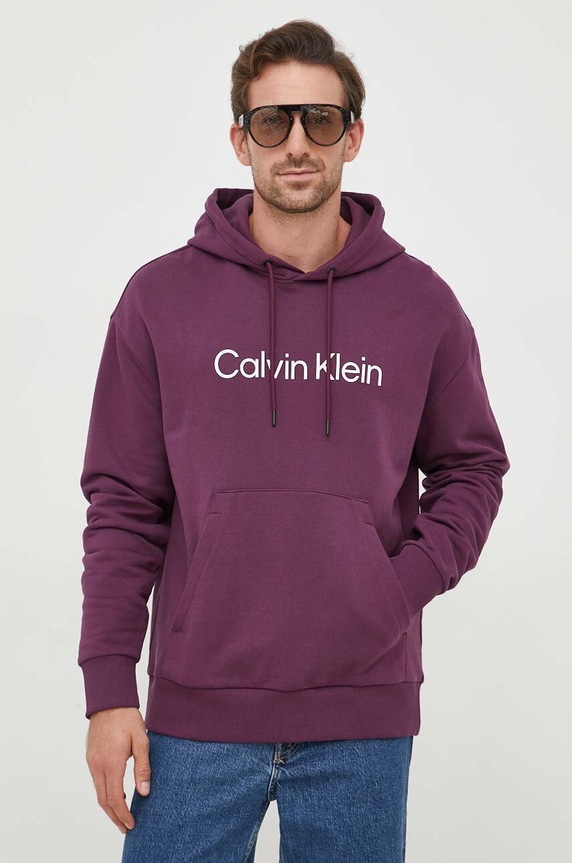 Bavlnená mikina Calvin Klein fialová K10K111345