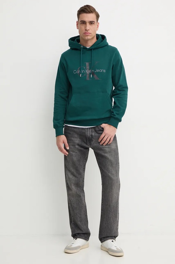 Bavlněná mikina Calvin Klein Jeans J30J320805 zelená AW24