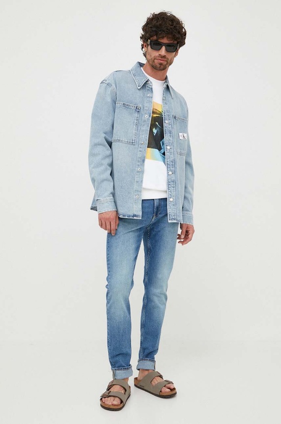 Bavlněná mikina Calvin Klein Jeans J30J323750 bílá AW23