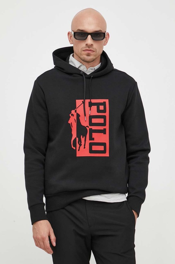 Μπλούζα Polo Ralph Lauren με κουκούλα μαύρο 710909595