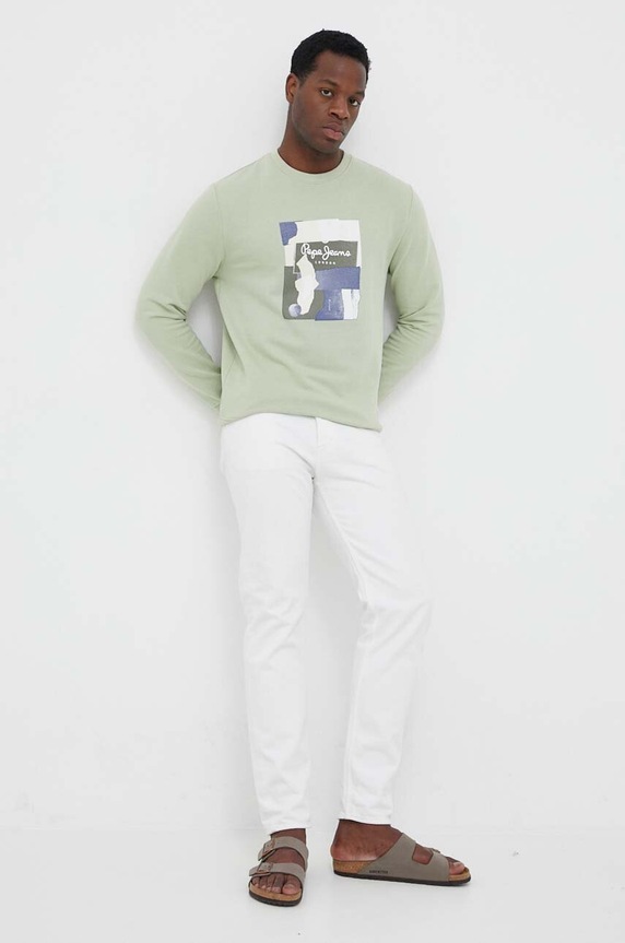 Pepe Jeans pamut melegítőfelső Oldwive PM582479.709 zöld AW23