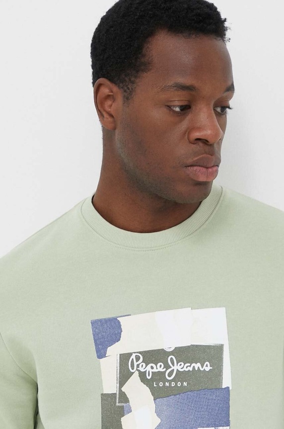 Pepe Jeans pamut melegítőfelső Oldwive zöld PM582479.709