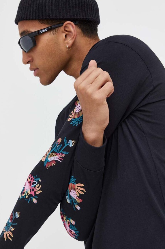 Billabong longsleeve bawełniany nadruk czarny ABYZT02060