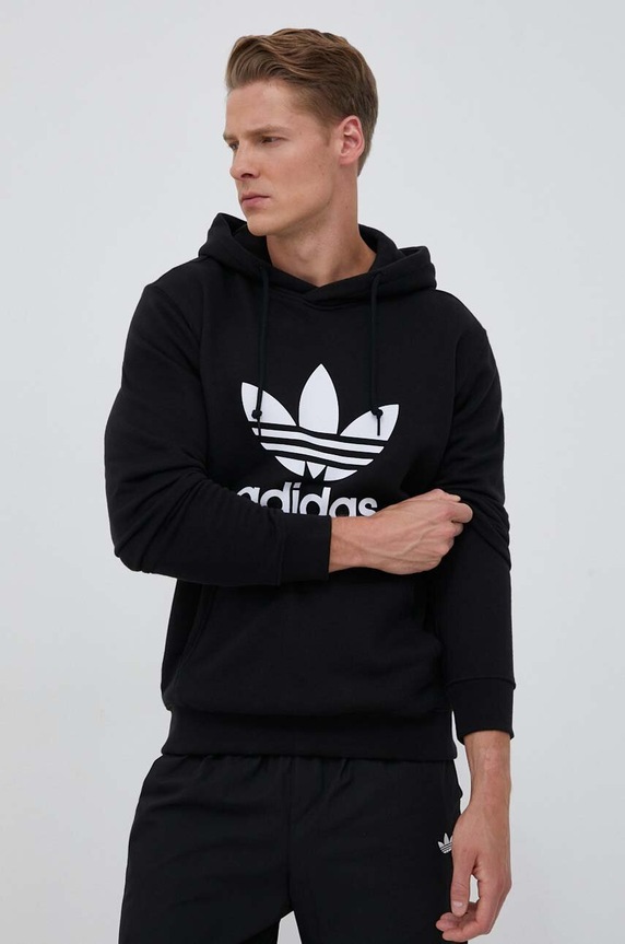 adidas Originals pamut melegítőfelső Classics Trefoil Hoodie pamut fekete IM4489