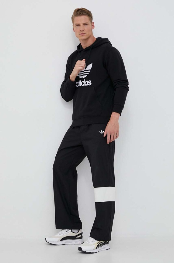 adidas Originals pamut melegítőfelső Classics Trefoil Hoodie IM4489 fekete AW23