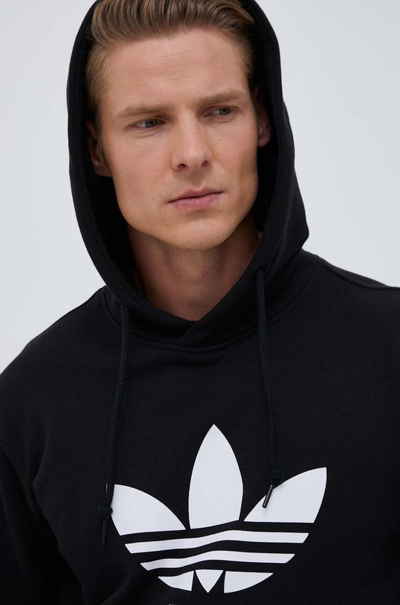 adidas Originals pamut melegítőfelső Classics Trefoil Hoodie fekete IM4489
