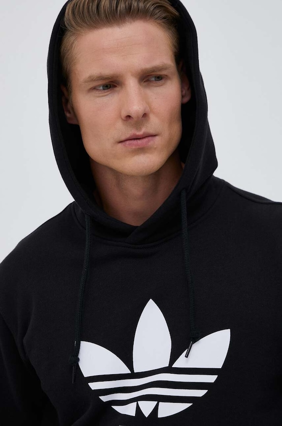 adidas Originals pamut melegítőfelső Classics Trefoil Hoodie fekete IM4489