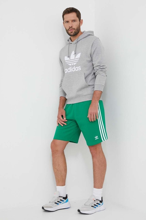 adidas Originals bluza bawełniana męska kolor szary z kapturem ...